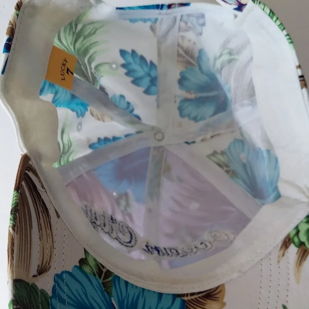 Lucky 7 Ocean City Maryland Hawaiian Floral Print Adjustable Hat Cap